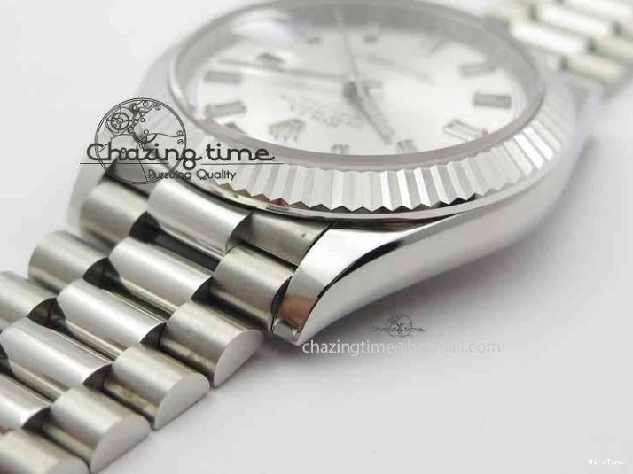 MiroTime 0423 Unisex Day Date 40mm SS BP Maker Best Edition Silver Dial Diamond Markers On SS Bracelet ETA 3690